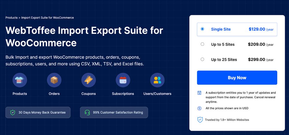 WebToffee Screenshot from Website